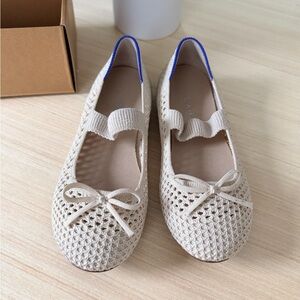 Girls Rothy's Cream Flats with Bow Accent